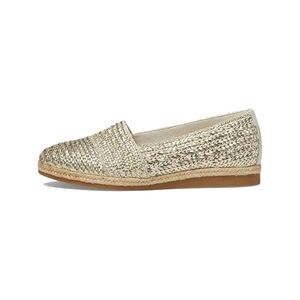 PAUL GREEN Womens Gold Woven Lori Round Toe Slip On Leather Espadrille Shoes 5.5